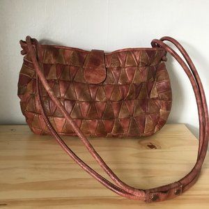 Anthropologie Brown Patchwork Leather Shoulderbag